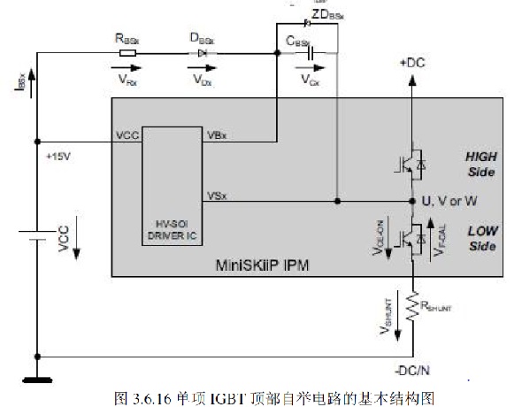 單項(xiàng)IGBT 頂部自舉電路的基本結(jié)構(gòu)圖